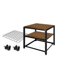 Module Extension - 2 tablettes acacia + Grille inox.